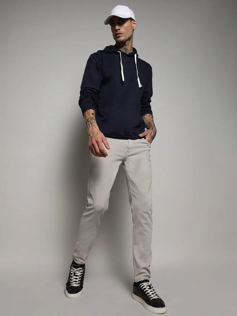 Just Be Pullover Hoodie With Contrast Drawstring