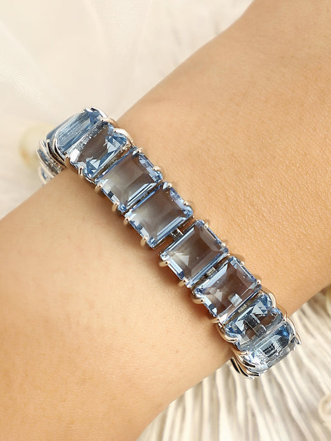 Sohi - The Crystal-Quad Tennis Bracelet - Icy Blue