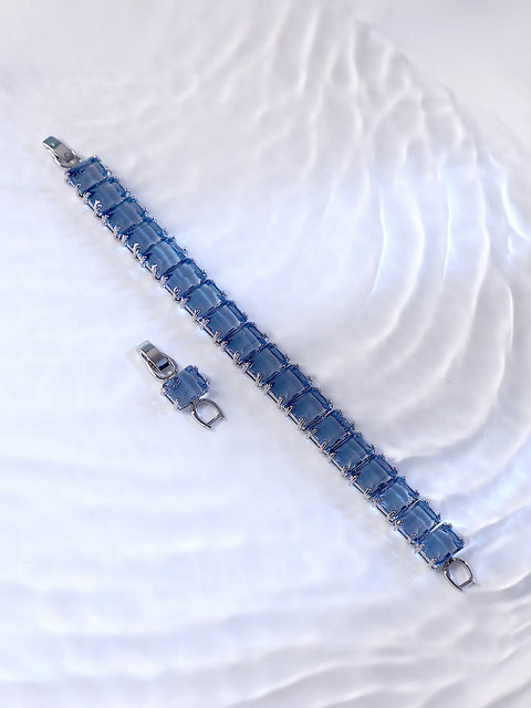 Sohi - The Crystal-Quad Tennis Bracelet - Icy Blue
