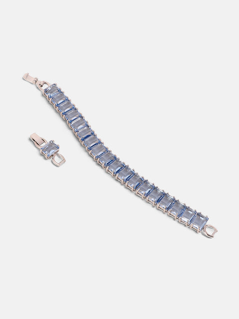 Sohi - The Crystal-Quad Tennis Bracelet - Icy Blue