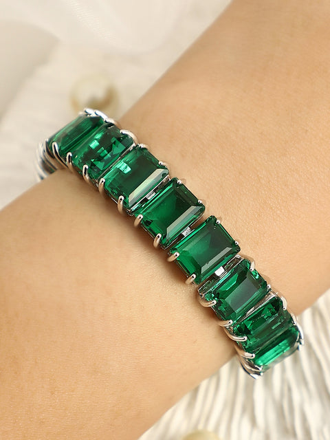 Sohi - The Crystal-Quad Tennis Bracelet - Emerald Green