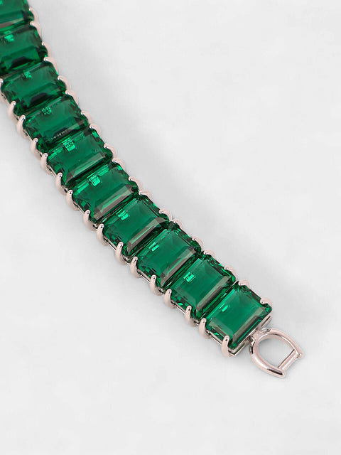 Sohi - The Crystal-Quad Tennis Bracelet - Emerald Green