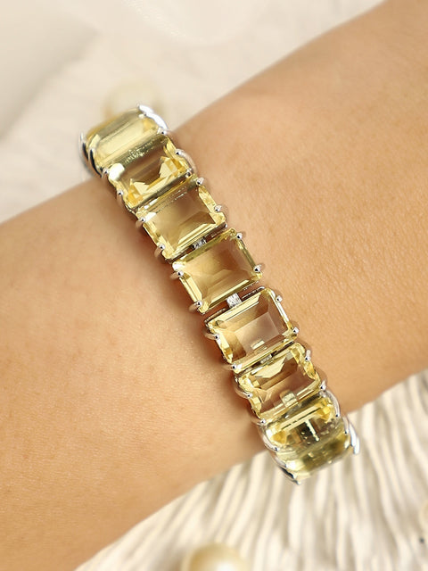 Sohi - The Crystal-Quad Tennis Bracelet - Lemon Yellow