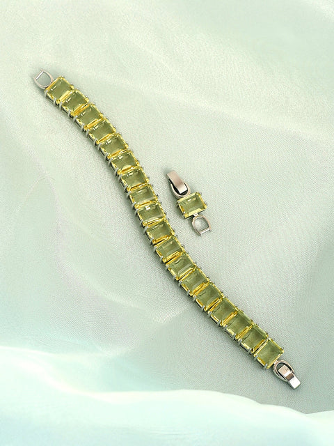 Sohi - The Crystal-Quad Tennis Bracelet - Lemon Yellow