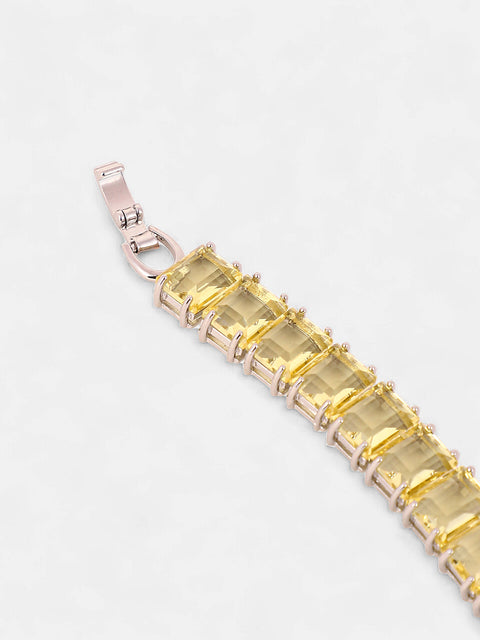 Sohi - The Crystal-Quad Tennis Bracelet - Lemon Yellow