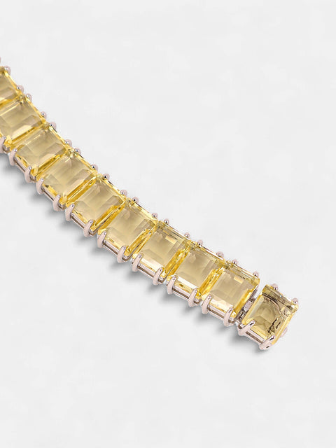 Sohi - The Crystal-Quad Tennis Bracelet - Lemon Yellow