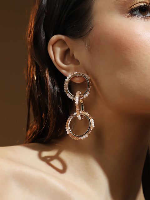 Sohi - The Bead-Loop Drop Earrings - Peach Pink