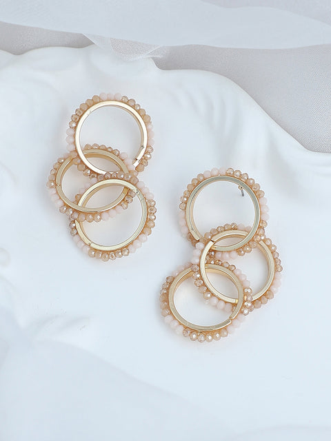 Sohi - The Bead-Loop Drop Earrings - Peach Pink