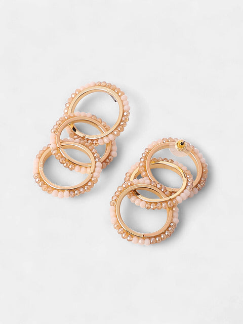 Sohi - The Bead-Loop Drop Earrings - Peach Pink