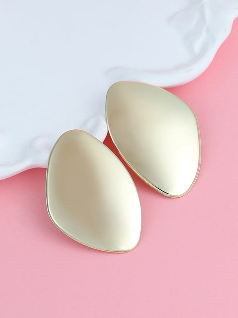 Sohi - The Abstarct-Plate Statement Earrings - Champayne Gold