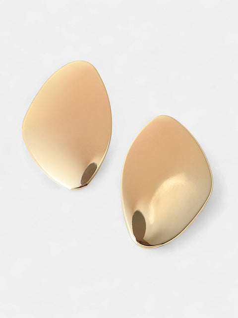 Sohi - The Abstarct-Plate Statement Earrings - Champayne Gold