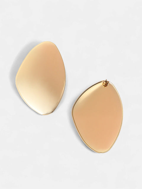 Sohi - The Abstarct-Plate Statement Earrings - Champayne Gold
