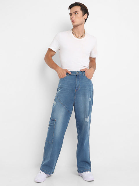Hooked Asymmetrical Stitch Denim Jeans