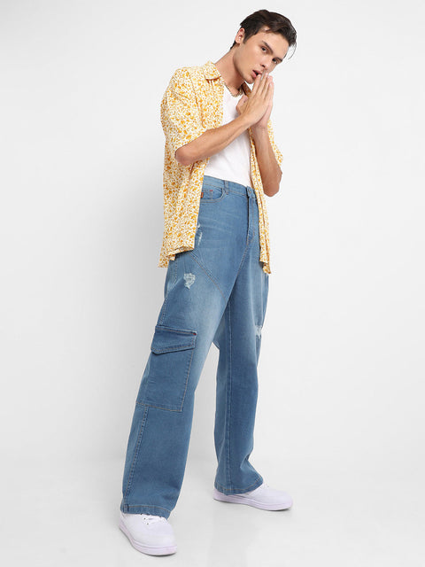 Hooked Asymmetrical Stitch Denim Jeans