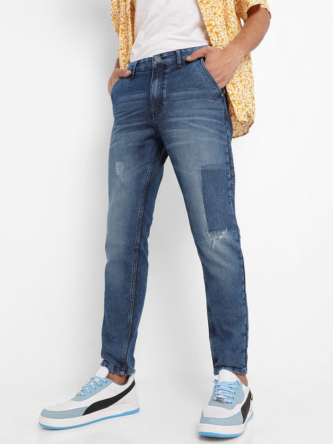 Hooked Distressed Patterned Denim Jeans