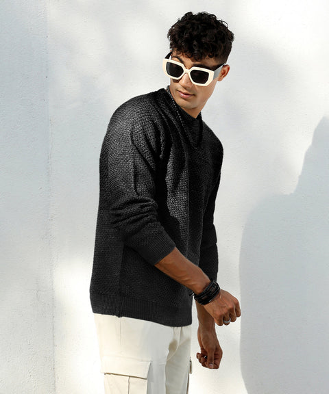 XYNG Solid Knitted Pullover Sweater