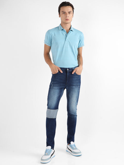 CAHOOT Contrast Patch Distressed Denim Jeans
