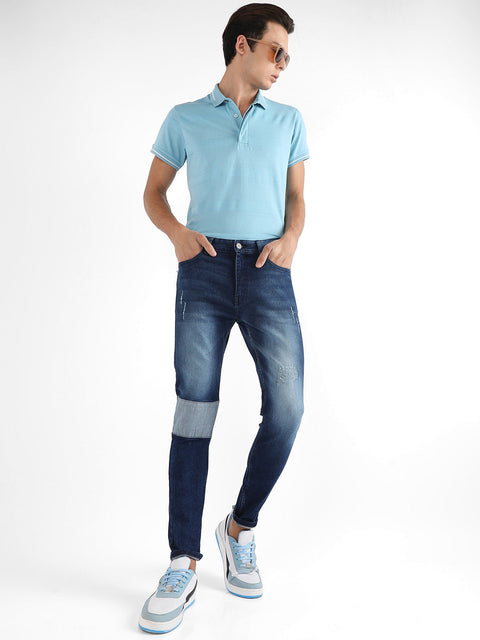 CAHOOT Contrast Patch Distressed Denim Jeans