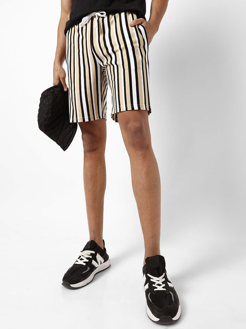 Behookd Barcode Striped Knit Shorts