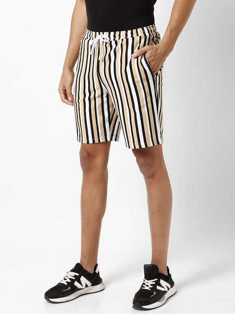 Hooked Barcode Striped Knit Shorts