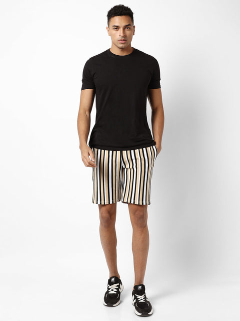 Just Be Barcode Striped Knit Shorts