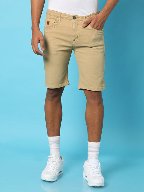 Hooked Solid Regular Denim Shorts
