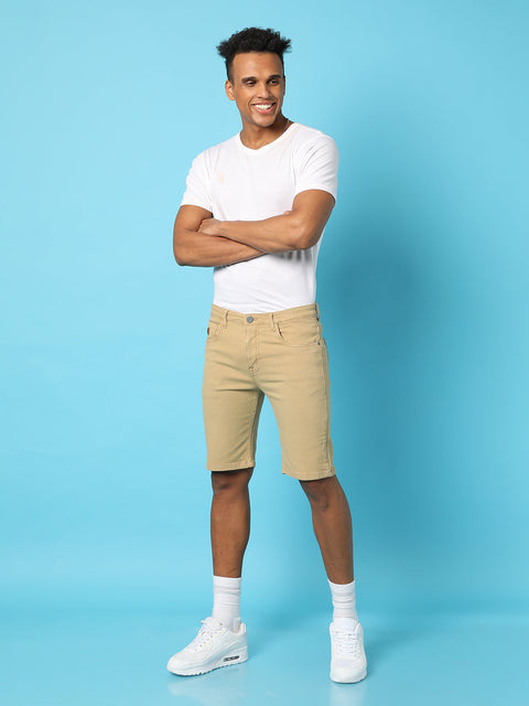 Hooked Solid Regular Denim Shorts