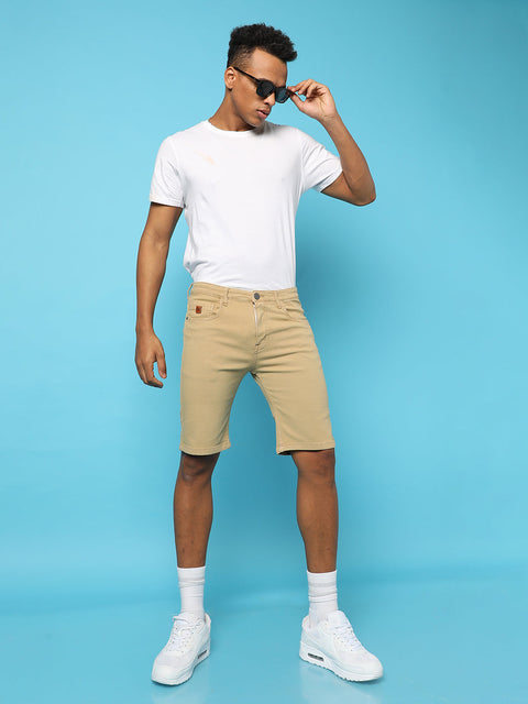 Hooked Solid Regular Denim Shorts