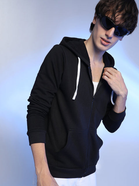 JINX Zip-Front Hoodie With Contrast Drawstring
