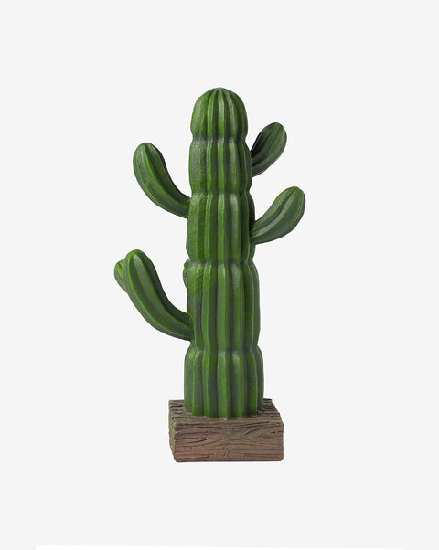 Faux Cactus On Wooden Stand