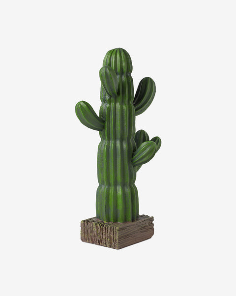 Faux Cactus On Wooden Stand