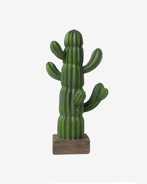 Faux Cactus On Wooden Stand