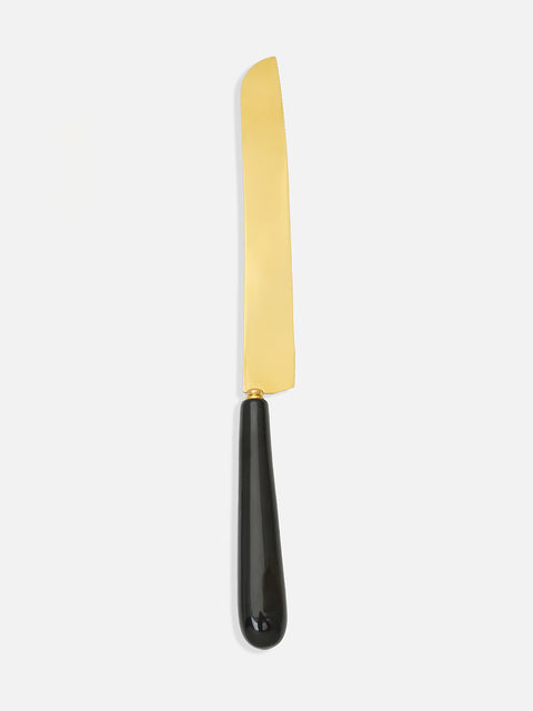 Gold & Black Solid Metal & Wood Pastry Knife Set