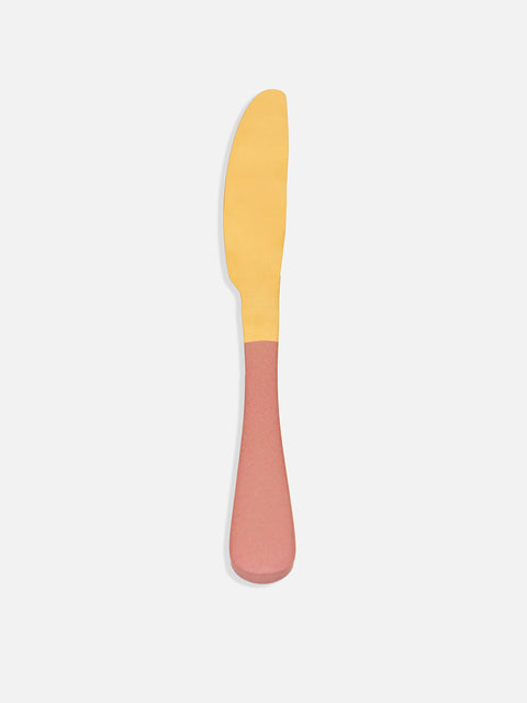 Gold & Blush Pink Solid Metal Cutlery Set
