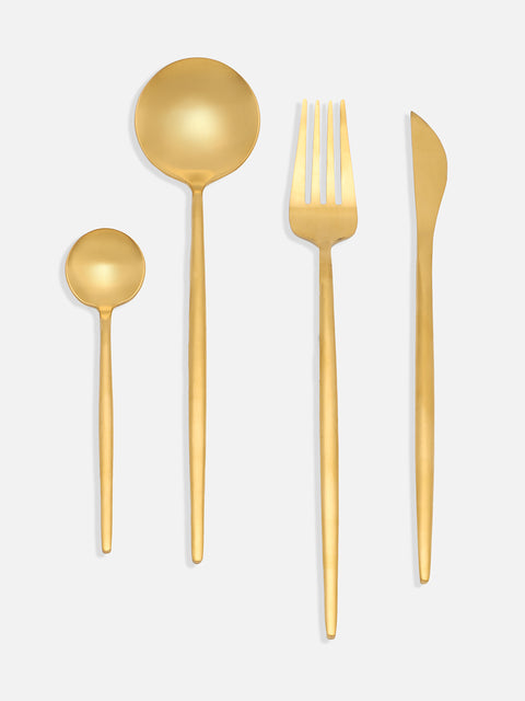 Gold Solid Metal Cutlery Set
