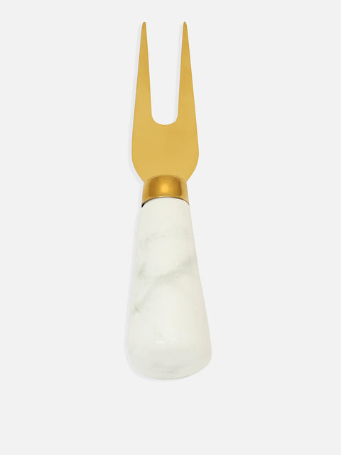 White & Gold Marble Textured Ceramic & Stainless Steel Pastry Knife Set
