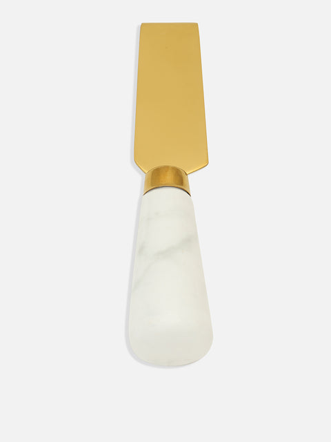 White & Gold Marble Textured Ceramic & Stainless Steel Pastry Knife Set