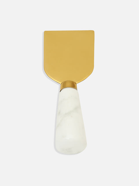 White & Gold Marble Textured Ceramic & Stainless Steel Pastry Knife Set