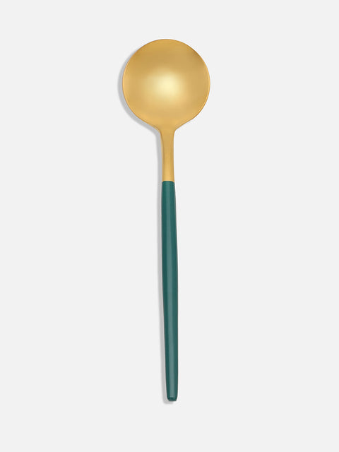Forest Green & Gold Solid Stainless Steel Cutlery Set