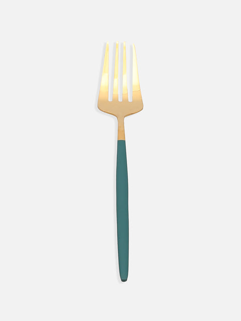 Forest Green & Gold Solid Stainless Steel Cutlery Set