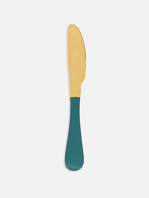 Forest Green & Gold Solid Stainless Steel Cutlery Set