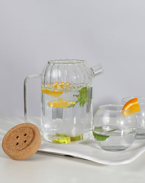 Creative vertical pattern transparent glass cold kettle | 1200 ml