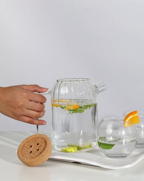 Creative vertical pattern transparent glass cold kettle | 1200 ml