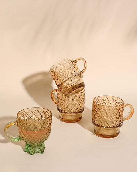 Yellow Stained Stackable Tea Cups