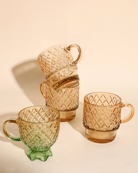 Yellow Stained Stackable Tea Cups