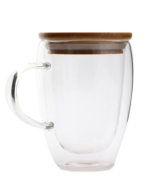 Double-Walled Glass Mug With Lid | 350 ml | Pack Of 1