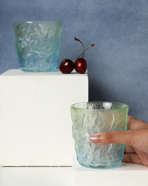 Blue and Green Stained Glass Tumbler | Set of 2