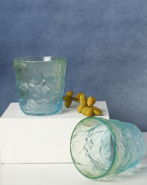 Blue and Green Stained Glass Tumbler | Set of 2