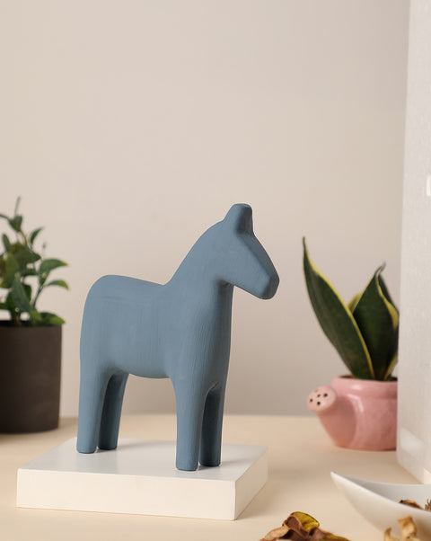 Blue Horse Ceramic Showpiece