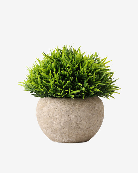 Faux Foliage In Grey Rustic Ceramic Pot | Set Of 4